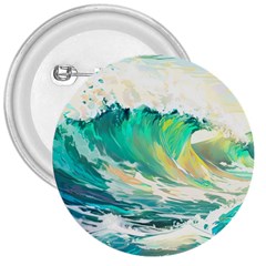 Waves Ocean Sea Tsunami Nautical Painting 3  Buttons by Ravend