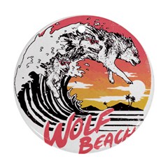 Gray Wolf Beach Waves A Wolf Animal Retro Ornament (round) by pakminggu