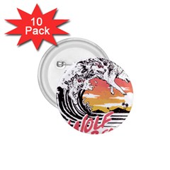 Gray Wolf Beach Waves A Wolf Animal Retro 1 75  Buttons (10 Pack) by pakminggu