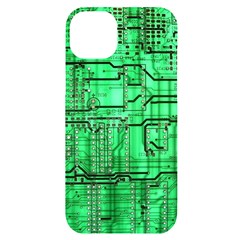 Green Circuit Board Computer Iphone 14 Plus Black Uv Print Case by Bakwanart