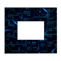 Technology Computer Circuit Boards Electricity Cpu Binary White Wall Photo Frame 5  X 7  by Bakwanart