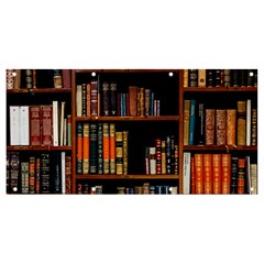 Assorted Title Of Books Piled In The Shelves Assorted Book Lot Inside The Wooden Shelf Banner And Sign 8  X 4  by 99art