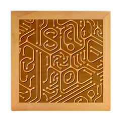Circuit Hexagonal Geometric Pattern Background Pattern Wood Photo Frame Cube by Wav3s