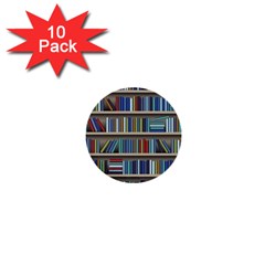 Bookshelf 1  Mini Buttons (10 Pack)  by uniart180623