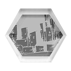 Buildings City Urban Destruction Background Hexagon Wood Jewelry Box by uniart180623