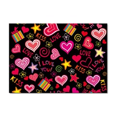 Multicolored Love Hearts Kiss Romantic Pattern Sticker A4 (100 Pack) by uniart180623