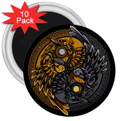Yin-yang-owl-doodle-ornament-illustration 3  Magnets (10 Pack)  by Simbadda