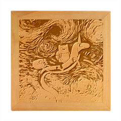 Cartoon Parody  Art Starry Night Van Gogh Wood Photo Frame Cube by Sarkoni