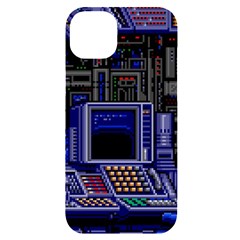 Blue Computer Monitor With Chair Game Digital Art Iphone 14 Plus Black Uv Print Case by Bedest