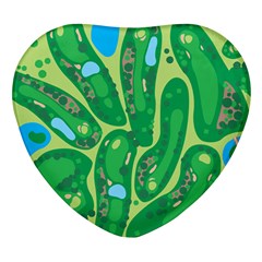 Golf Course Par Golf Course Green Heart Glass Fridge Magnet (4 Pack) by Sarkoni
