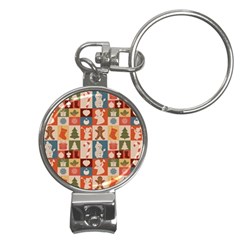Cute Christmas Seamless Pattern Vector  - Nail Clippers Key Chain by Ket1n9