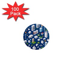 Isometric-seamless-pattern-megapolis 1  Mini Magnets (100 Pack)  by Amaryn4rt