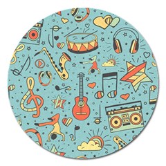 Seamless-pattern-musical-instruments-notes-headphones-player Magnet 5  (round) by Amaryn4rt