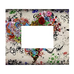 Valentine s Day Heart Artistic Psychedelic White Wall Photo Frame 5  X 7  by Modalart