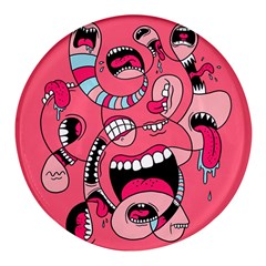 Big Mouth Worm Round Glass Fridge Magnet (4 Pack) by Dutashop