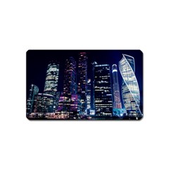 Black Building Lighted Under Clear Sky Magnet (name Card) by Modalart