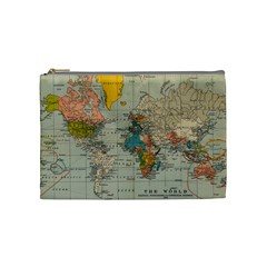 Vintage World Map Cosmetic Bag (medium) by Ndabl3x