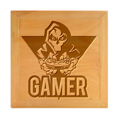 Gamer Illustration Gamer Video Game Logo Wood Photo Frame Cube by Sarkoni