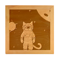 Cat Astronaut Space Retro Universe Wood Photo Frame Cube by Bedest