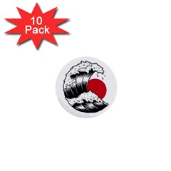 Japanese Sun & Wave 1  Mini Buttons (10 Pack)  by Cendanart