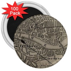 Vintage London Map 3  Magnets (100 Pack) by Cendanart