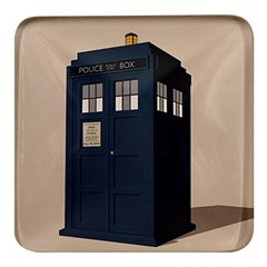 Tardis Doctor Who Minimal Minimalism Square Glass Fridge Magnet (4 Pack) by Cendanart