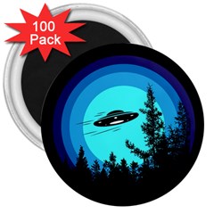 Ufo Alien Night Sky Night 3  Magnets (100 Pack) by Cendanart