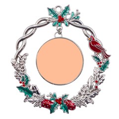 Peach Fuzz 2024 Metal X mas Wreath Holly Leaf Ornament by dressshop