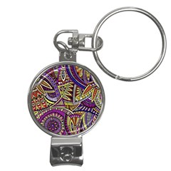 Violet Paisley Background, Paisley Patterns, Floral Patterns Nail Clippers Key Chain by nateshop