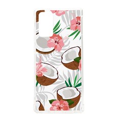 Seamless Pattern Coconut Piece Palm Leaves With Pink Hibiscus Samsung Galaxy Note 20 Tpu Uv Case by Apen