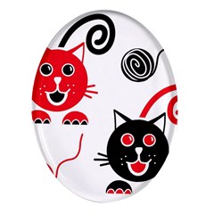 Cat Little Ball Animal Oval Glass Fridge Magnet (4 Pack) by Maspions