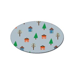 House Trees Pattern Background Sticker Oval (10 Pack) by Maspions